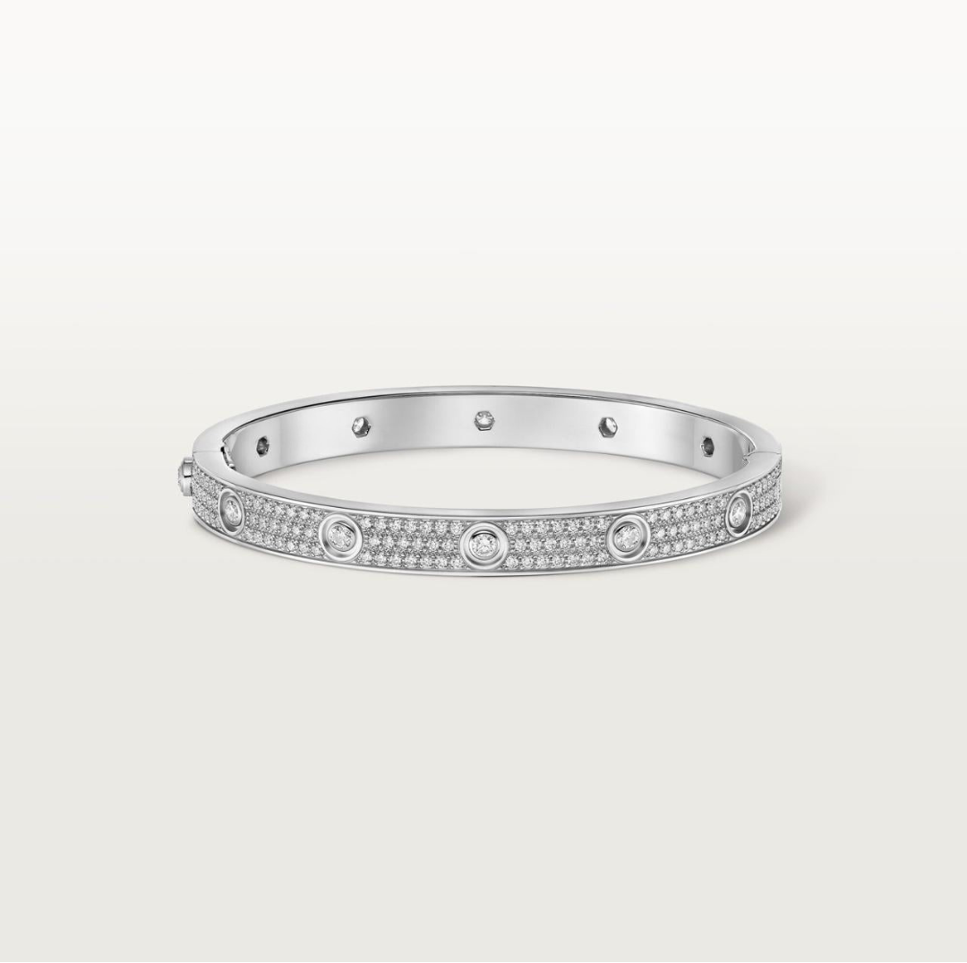 LOVE BRACELET PAVED 12-DIAMONDS (18K YELLOW GOLD/ROSE GOLD/WHITE GOLD PLATED)