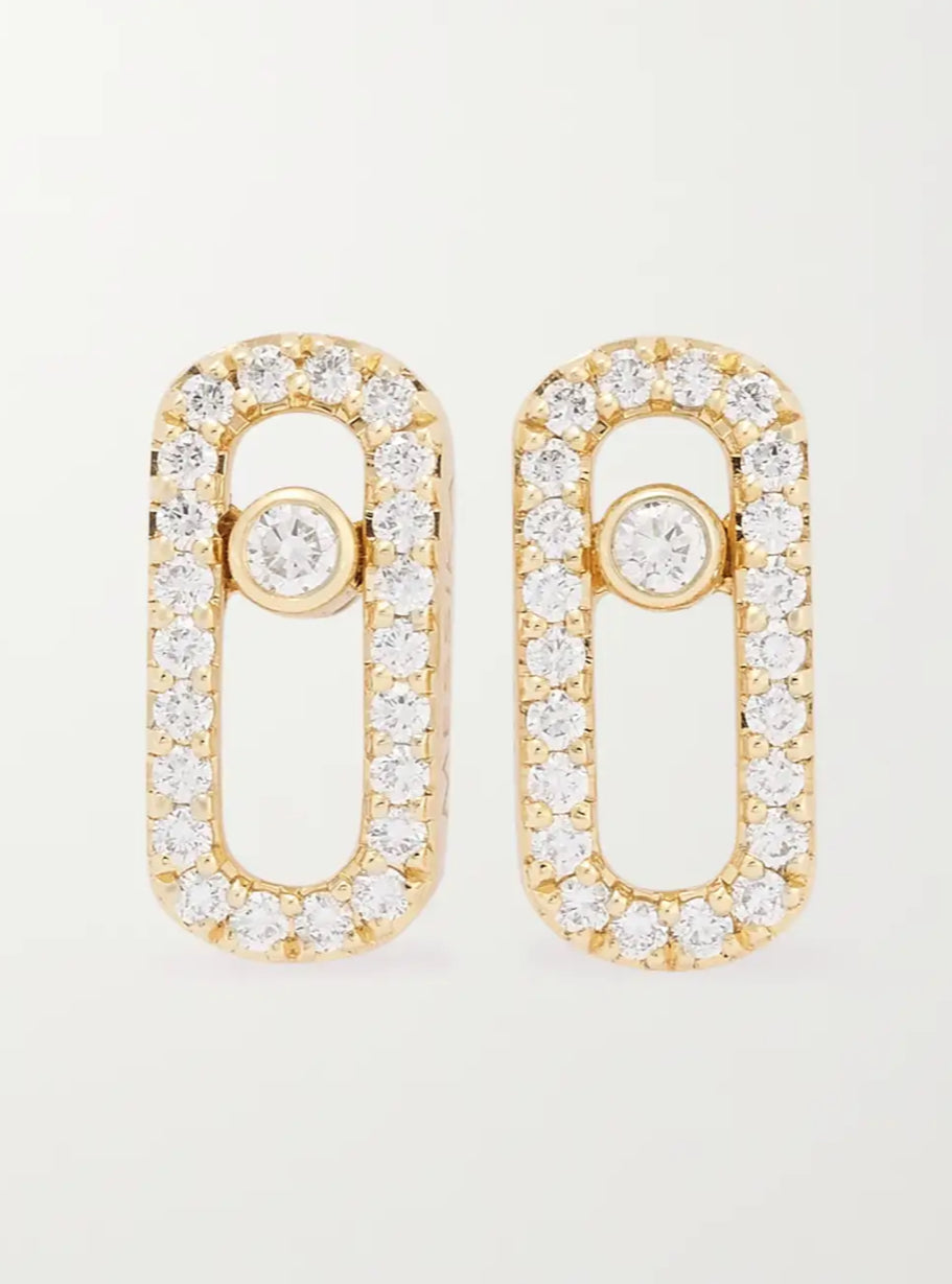 PAVE EARRINGS (18K GOLD/SILVER)