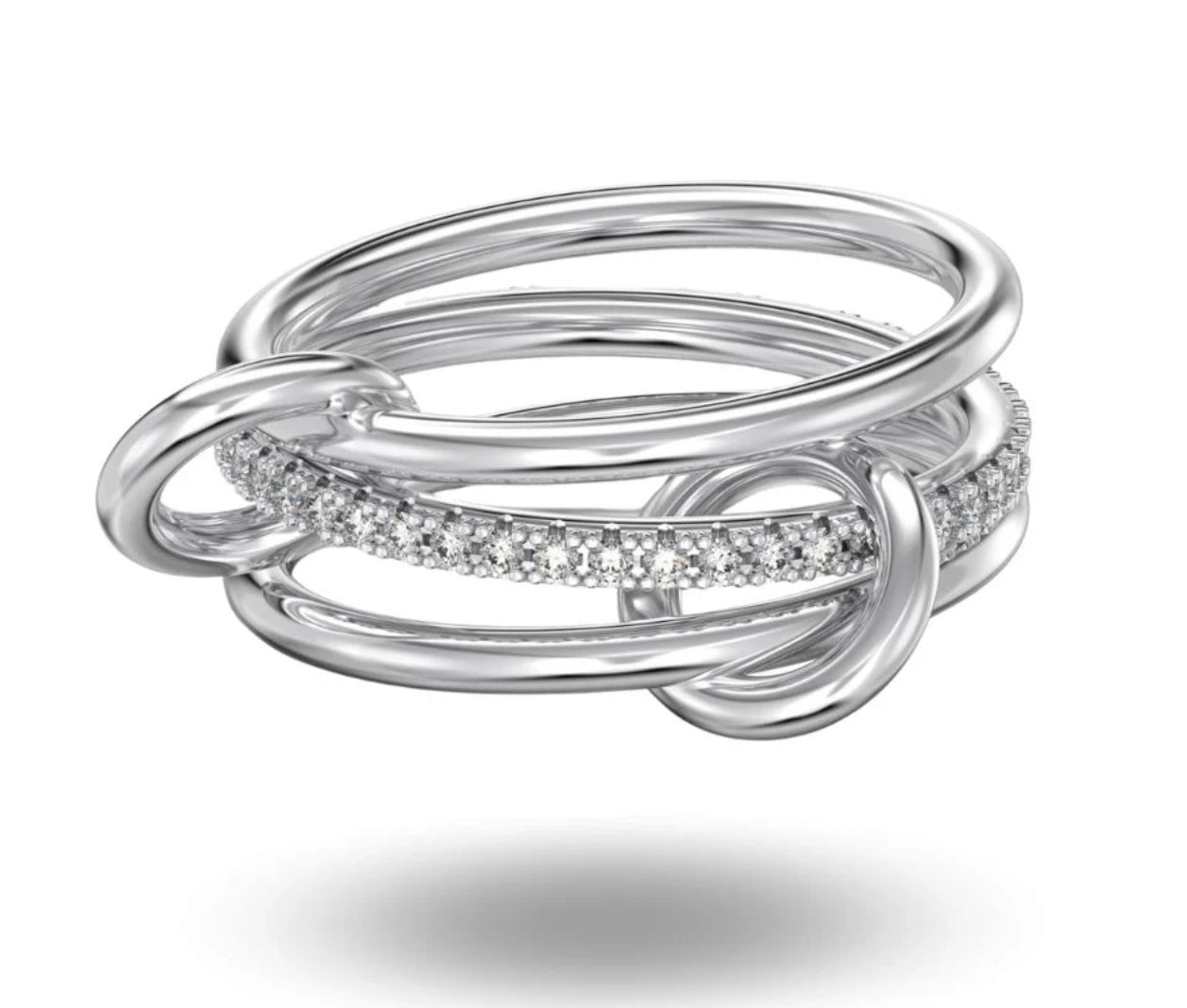 DIAMOND CHAIN RING (18K GOLD/SILVER)