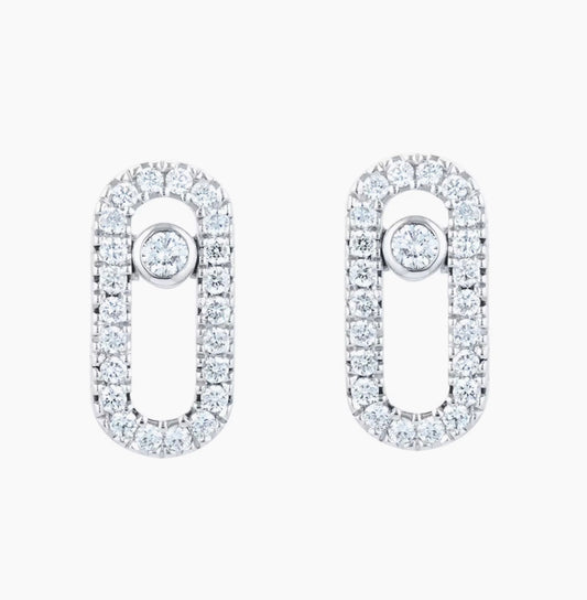 PAVE EARRINGS (18K GOLD/SILVER)
