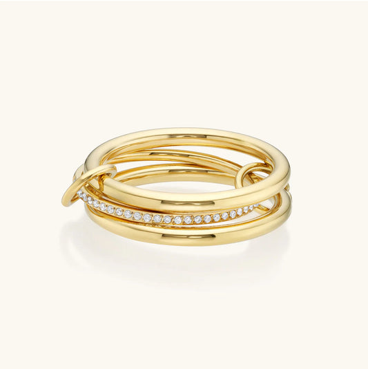 DIAMOND CHAIN RING (18K GOLD/SILVER)