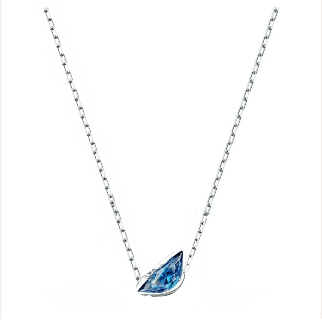 NECKLACE BLUE (RHODIUM PLATED)