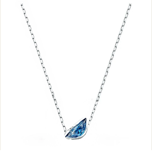 NECKLACE BLUE (RHODIUM PLATED)