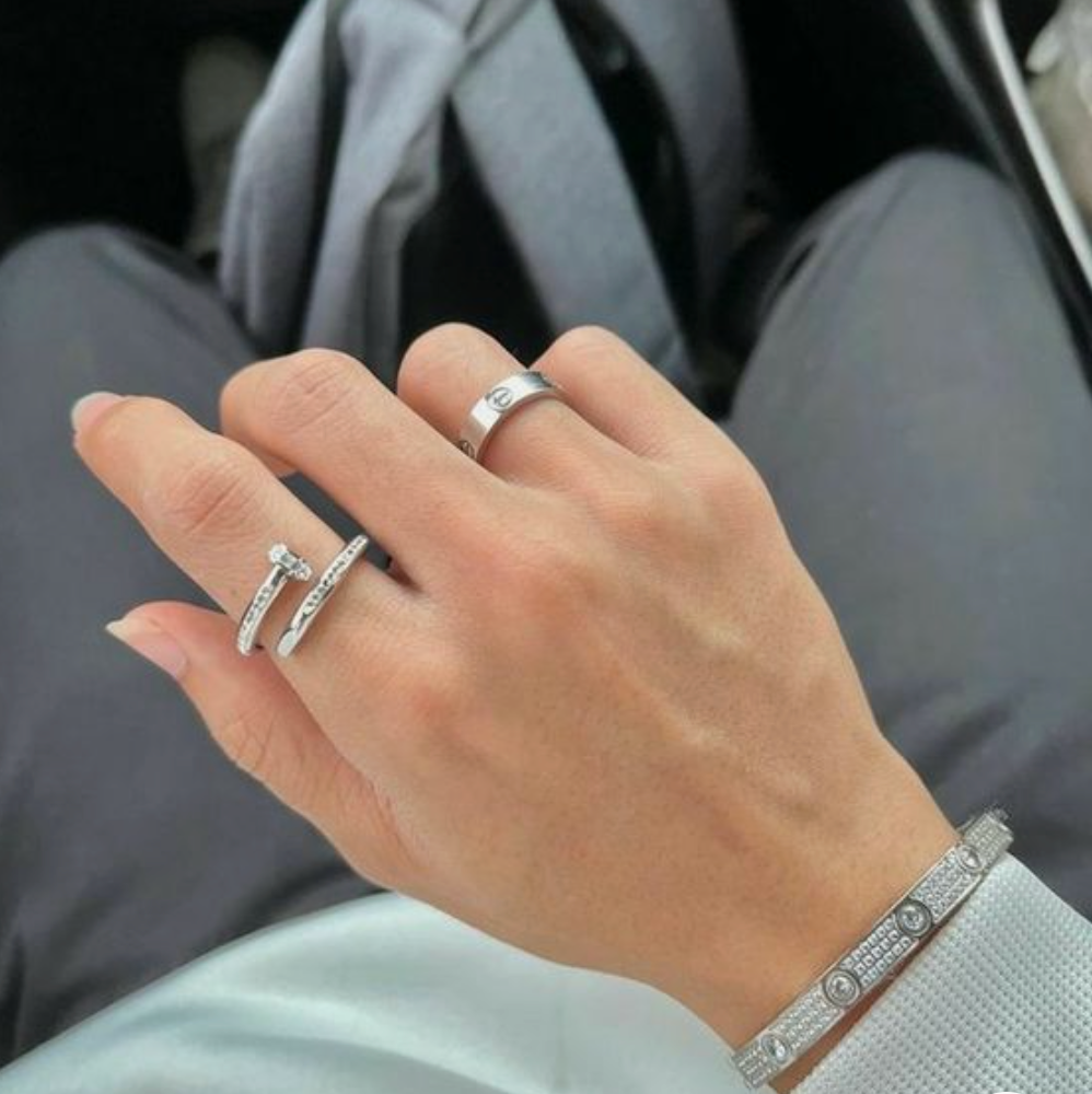 NAIL RING DIAMONDS (SILVER)
