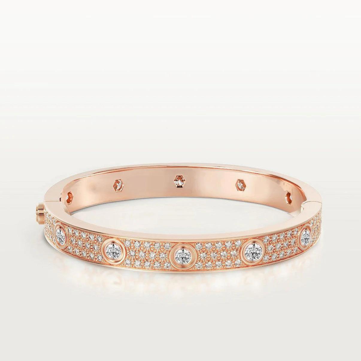LOVE BRACELET PAVED 12-DIAMONDS (18K YELLOW GOLD/ROSE GOLD/WHITE GOLD PLATED)